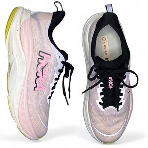 Hoka Skyflow Running Shoes - Starlight Glow / Carnation Size 8 B White and Black